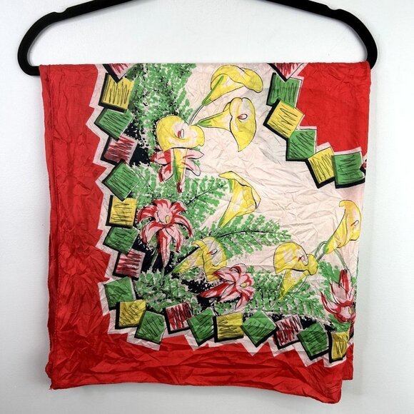 Orange‎ scarf with peace lillies - Picture 5 of 5